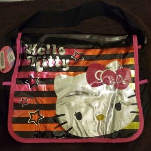 Hello Kitty Cross Body Messenger Bag Medium Sized Black and Pink